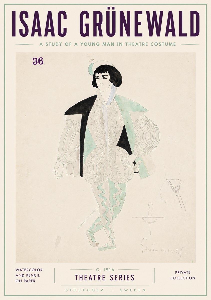 Isaac Grünewald A Study of a Young Man in Theatre Costume No6 - Affiche