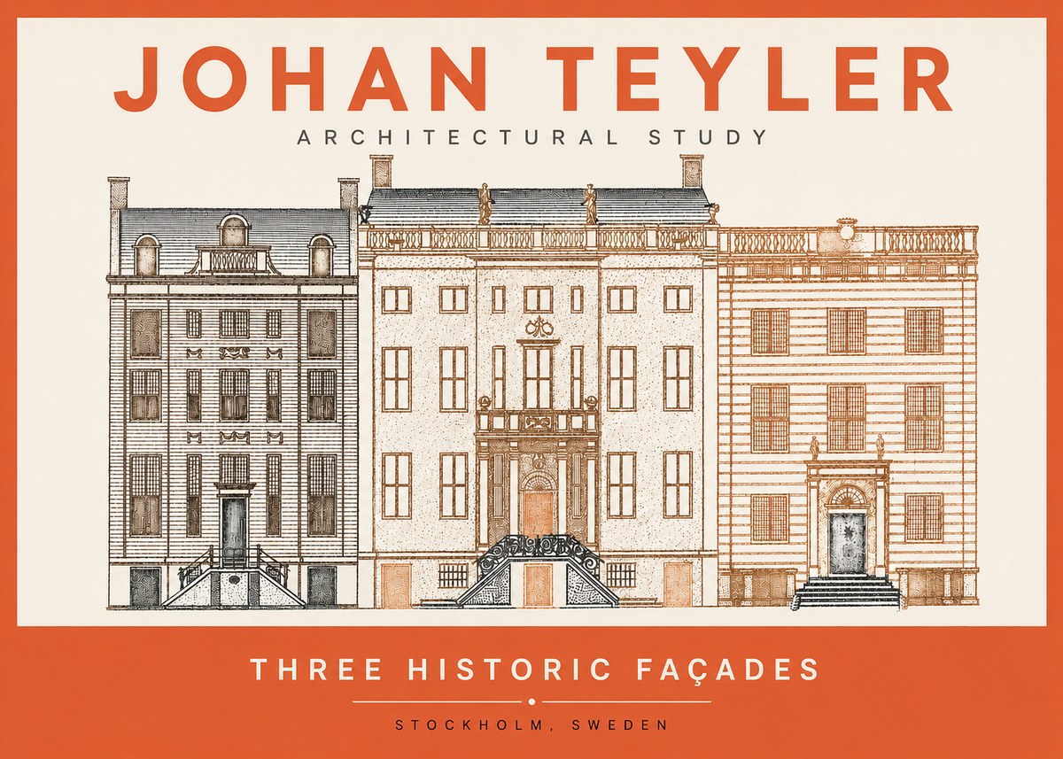 Johan Teyler Architectural Study - Three Historic Façades No2 - Affiche
