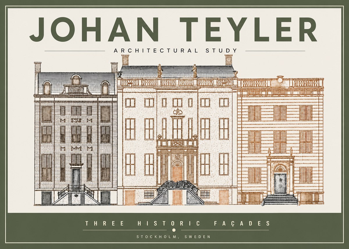 Johan Teyler Architectural Study - Three Historic Façades No3 - Affiche