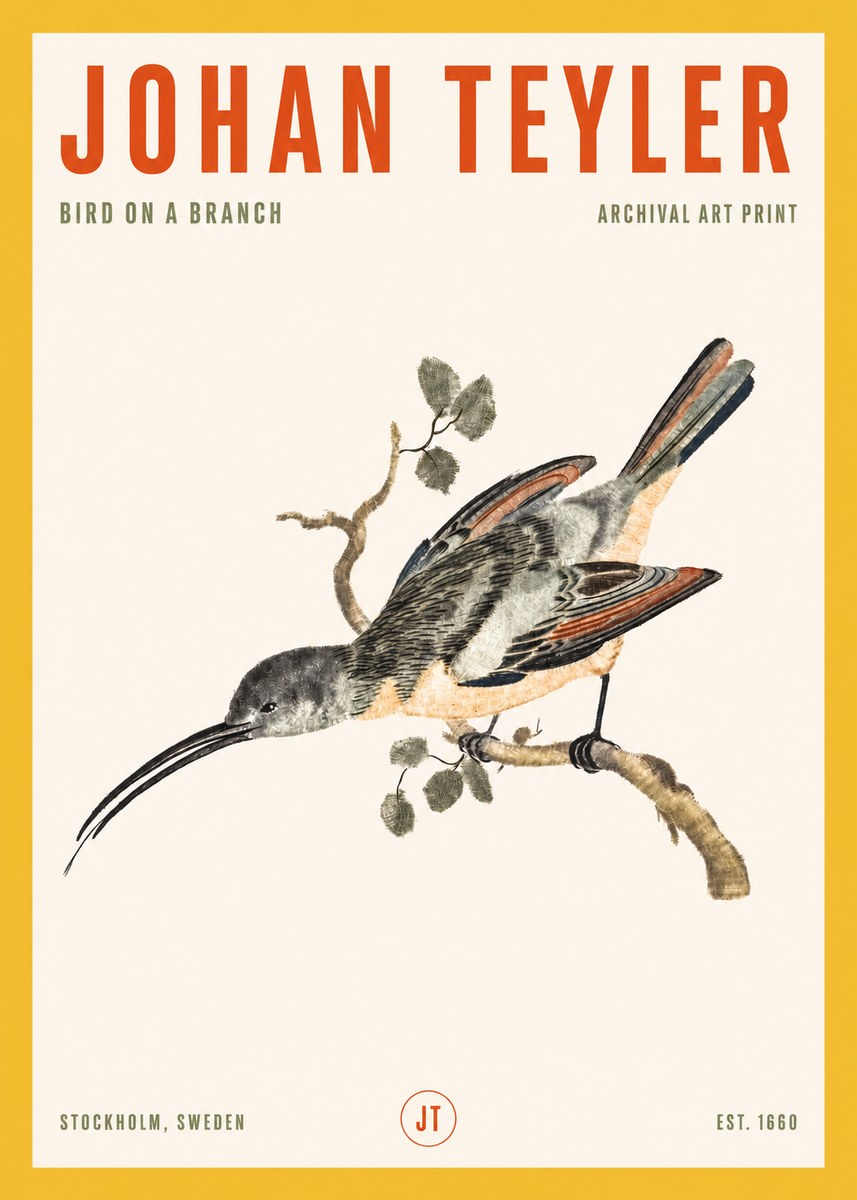 Johan Teyler Bird on a Branch No2 - Affiche