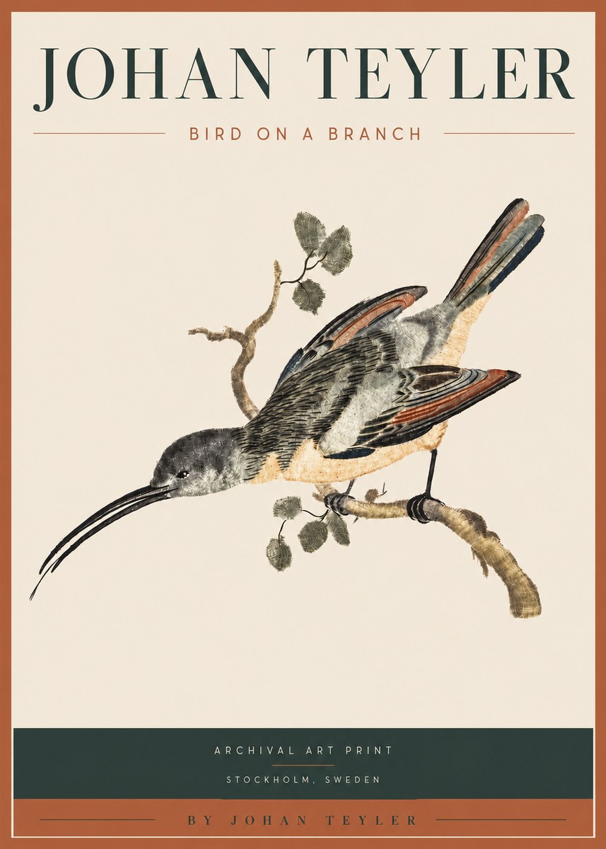 Johan Teyler Bird on a Branch No3 - Affiche