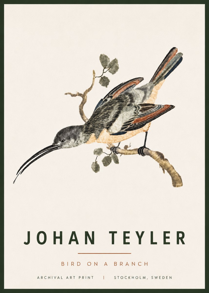 Johan Teyler Bird on a Branch No4 - Affiche