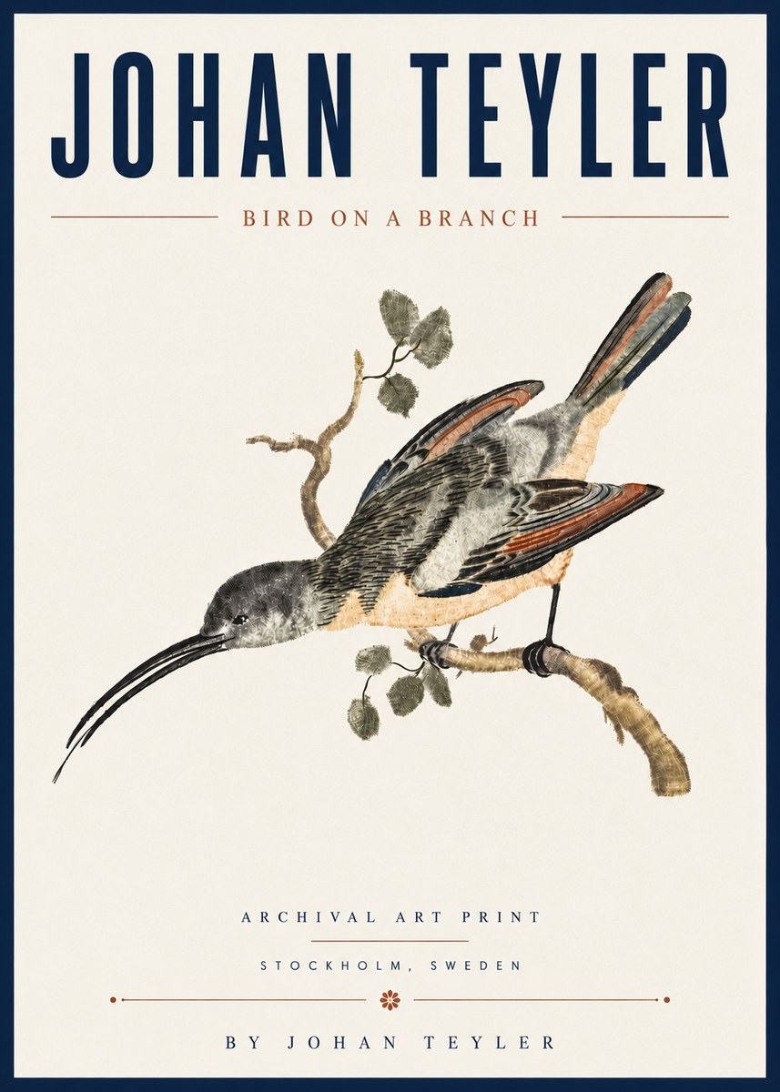 Johan Teyler Bird on a Branch No6 - Affiche