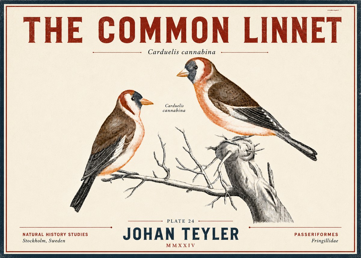 Johan Teyler The Common Linnet No6 - Affiche