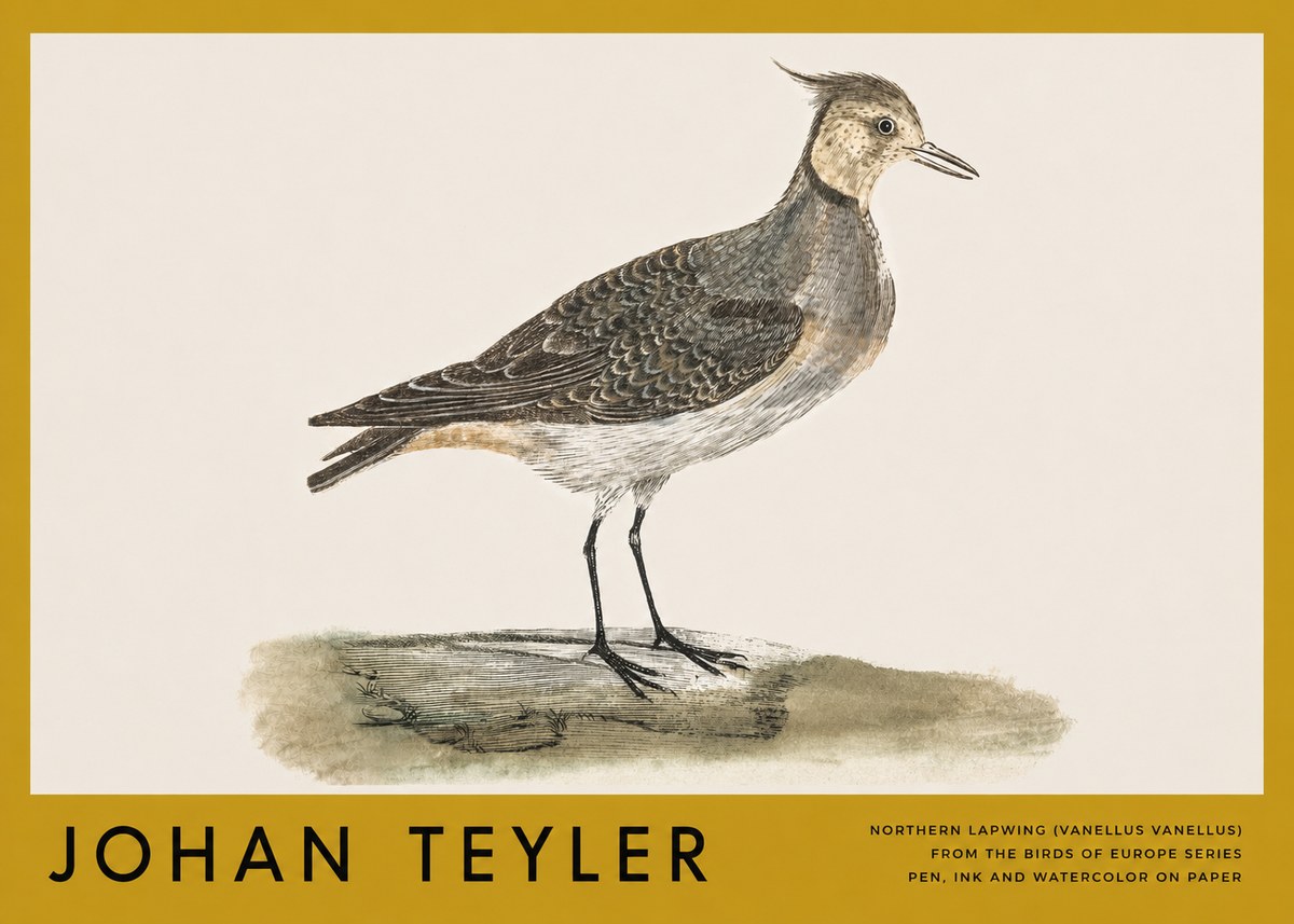 Johan Teyler Northern Lapwing (Vanellus Vanellus) No3 - Affiche