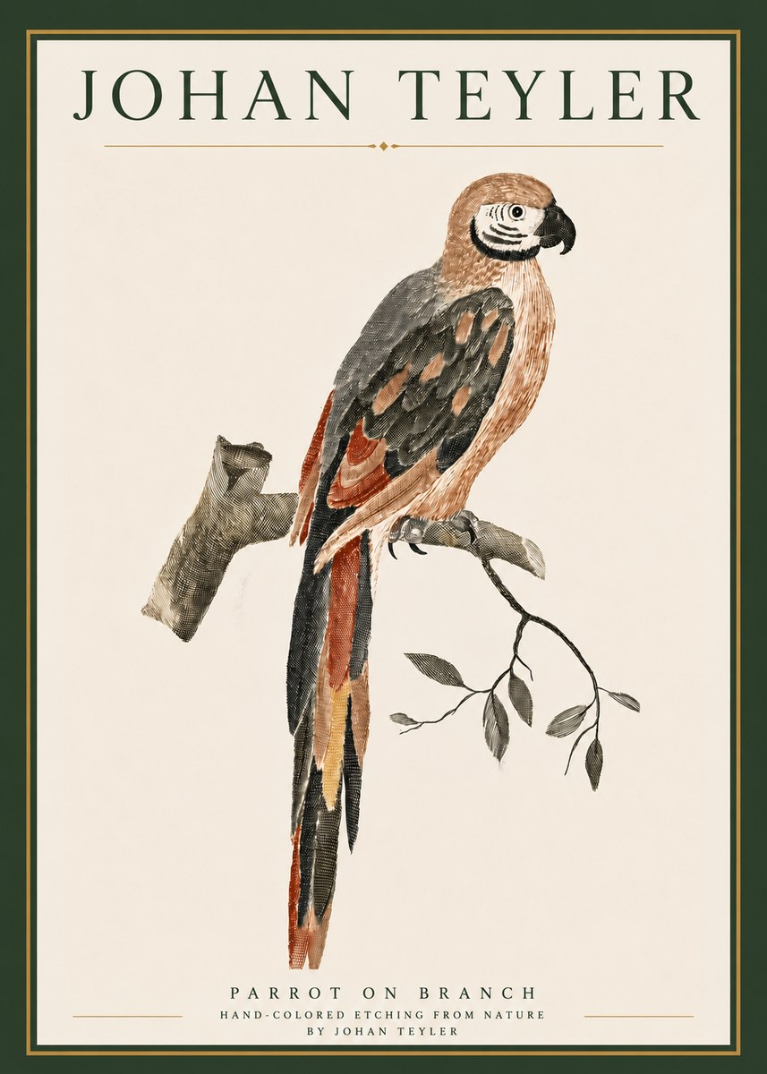 Johan Teyler Parrot on Branch No4 - Affiche