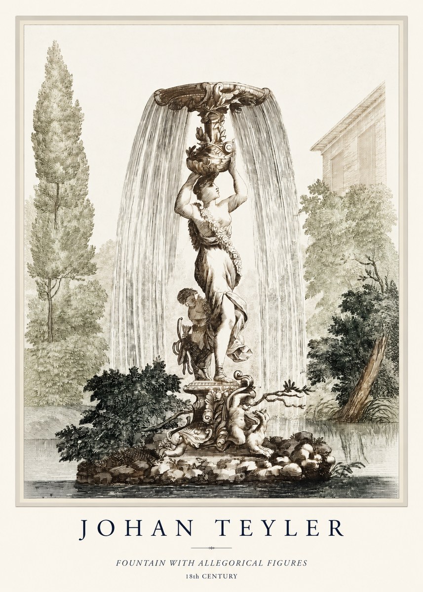 Johan Teyler Fountain with Allegorical Figures No1 - Affiche