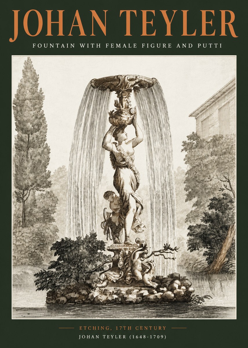 Johan Teyler Fountain with Allegorical Figures No3 - Affiche