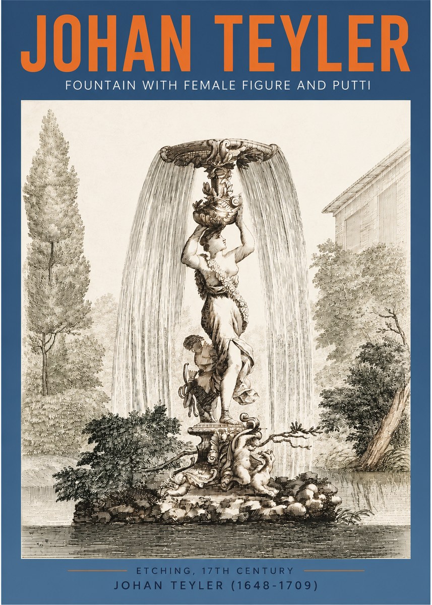 Johan Teyler Fountain with Allegorical Figures No4 - Affiche