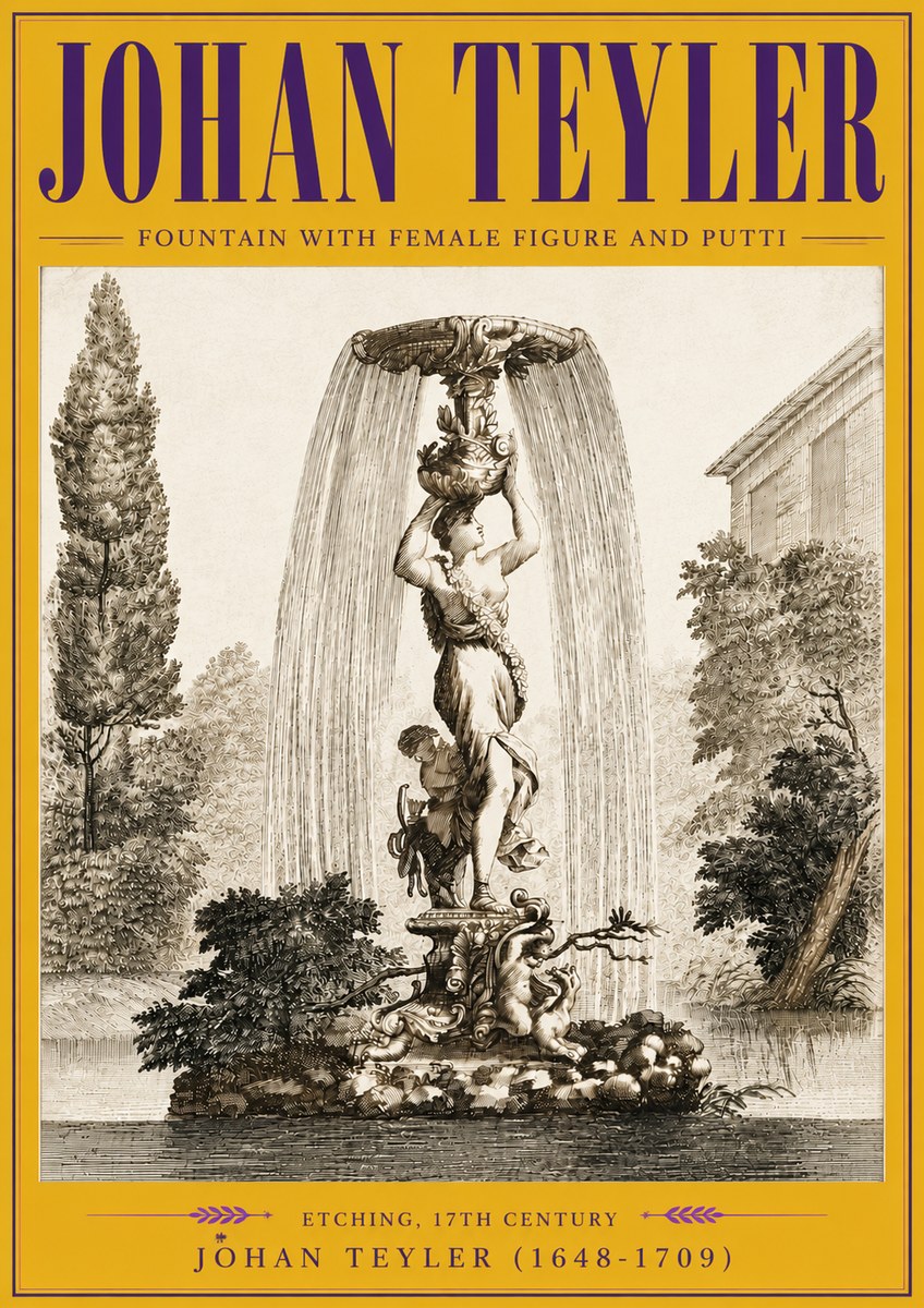 Johan Teyler Fountain with Allegorical Figures No6 - Affiche