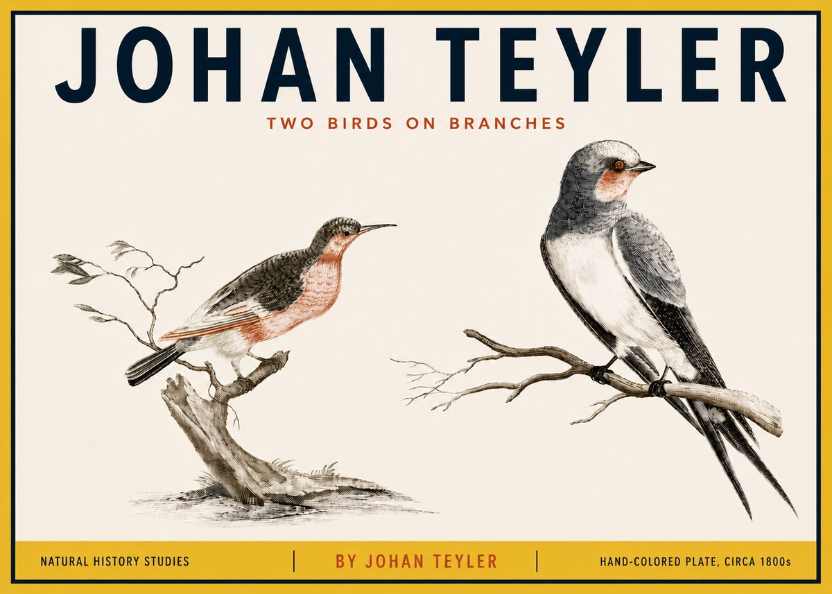 Johan Teyler Two Birds on Branches No5 - Affiche