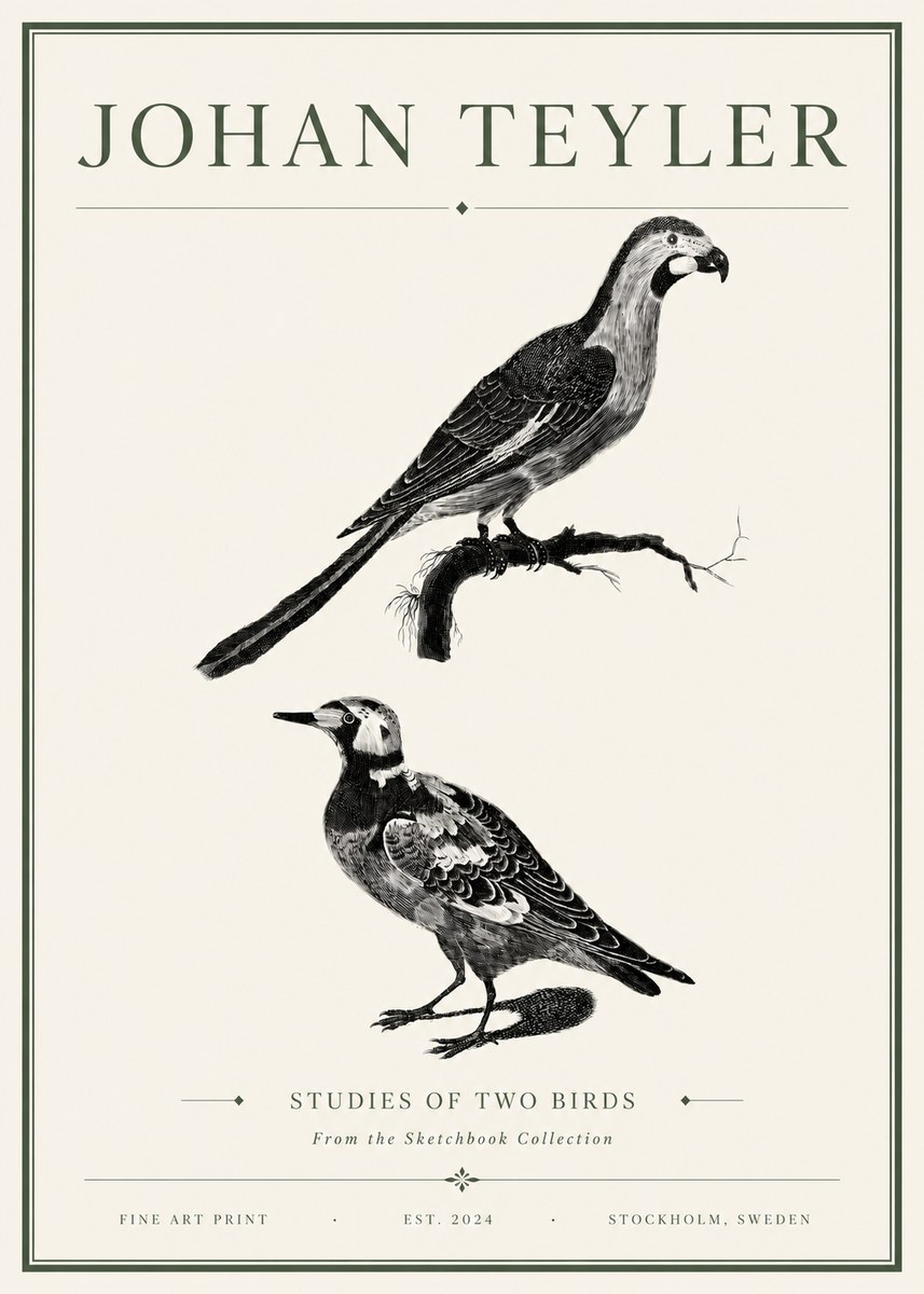 Johan Teyler Birds - Study of Two Species No6 - Affiche