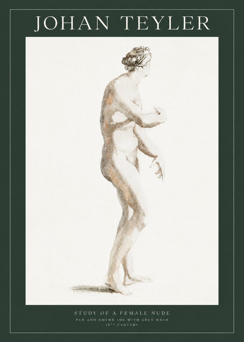 Johan Teyler Study of a Female Nude No1 - Affiche