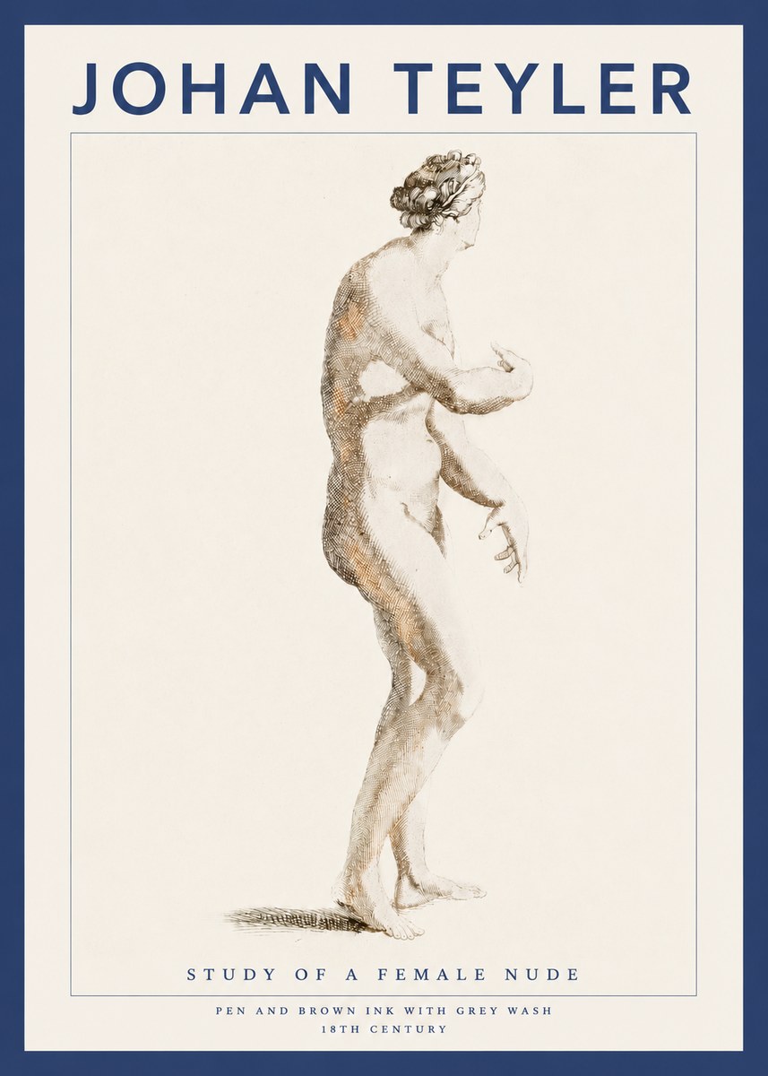 Johan Teyler Study of a Female Nude No3 - Affiche