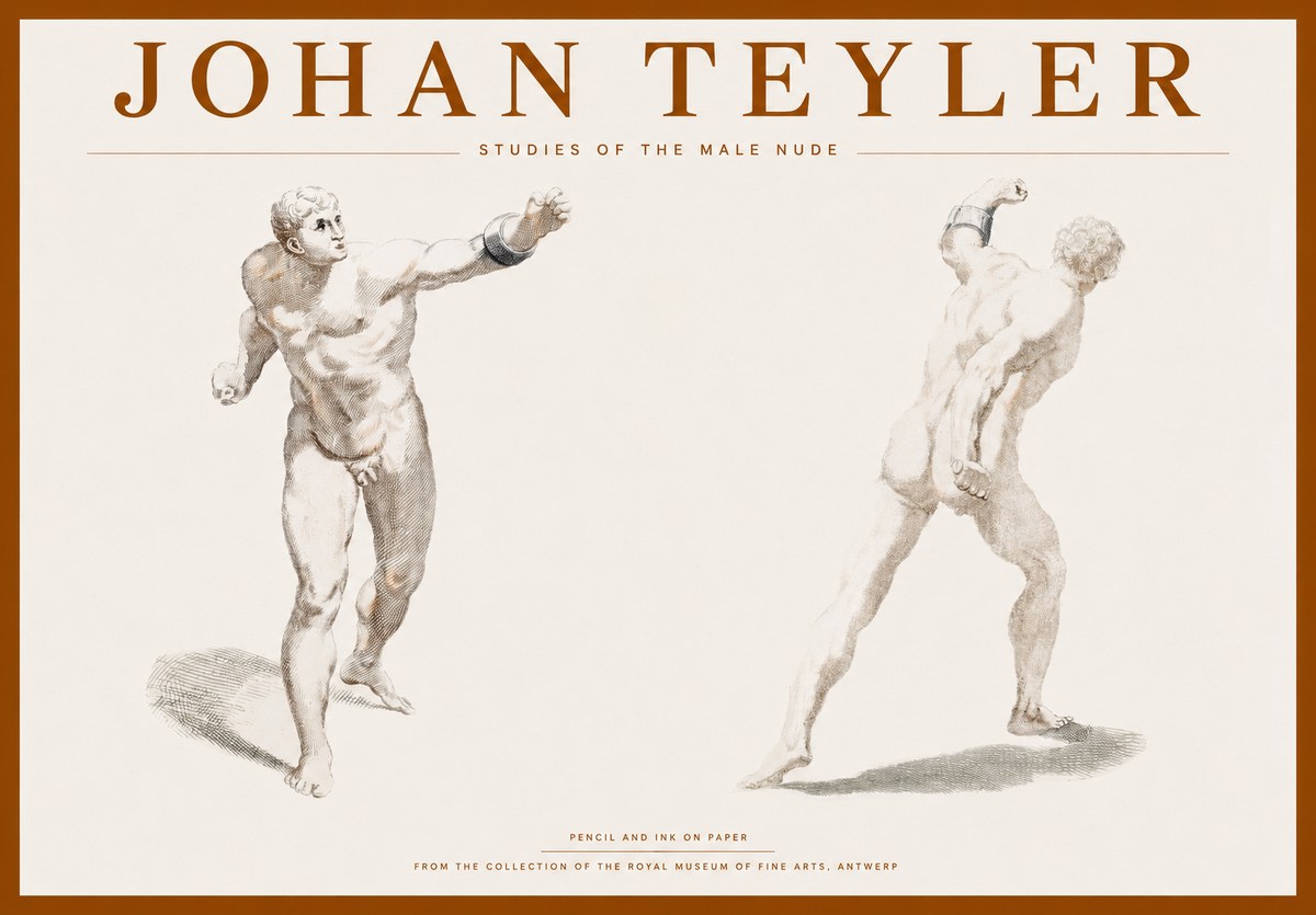 Johan Teyler Studies of the Male Nude No1 - Affiche