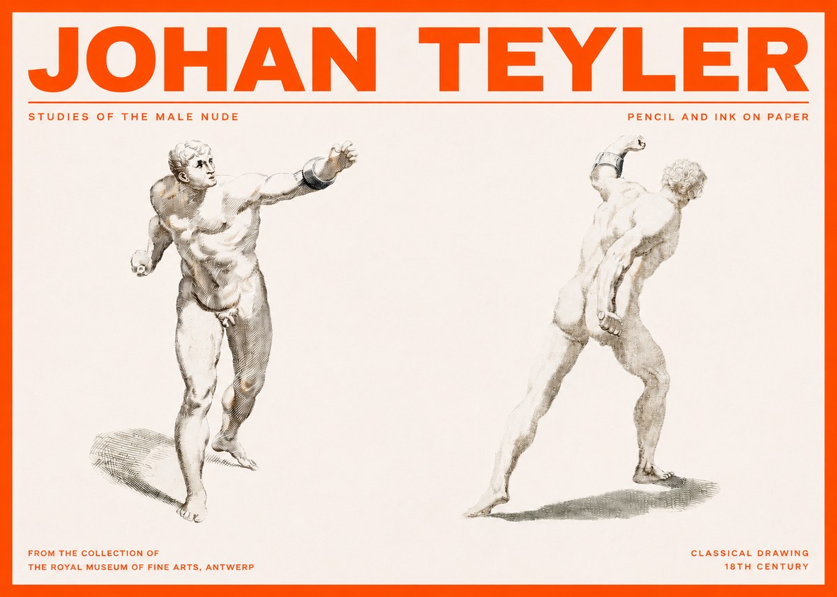 Johan Teyler Studies of the Male Nude No2 - Affiche