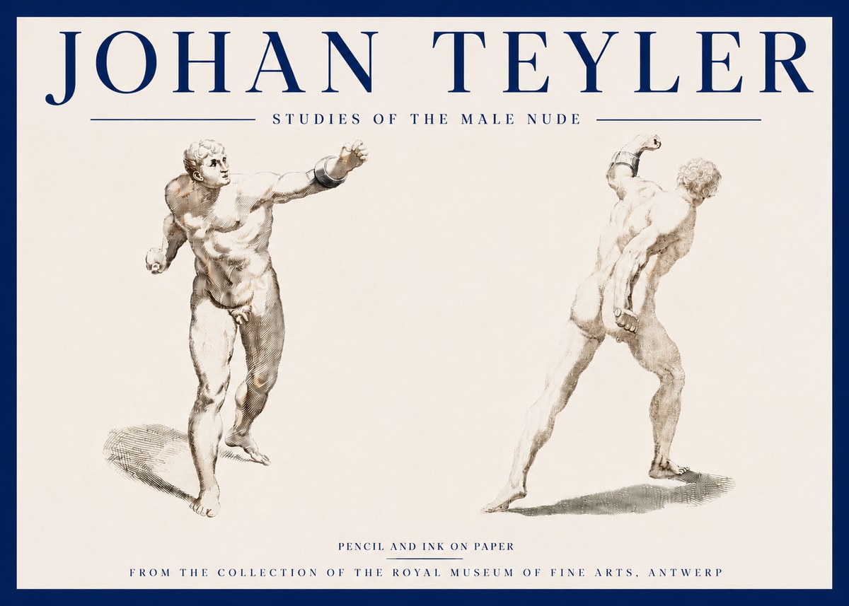 Johan Teyler Studies of the Male Nude No3 - Affiche