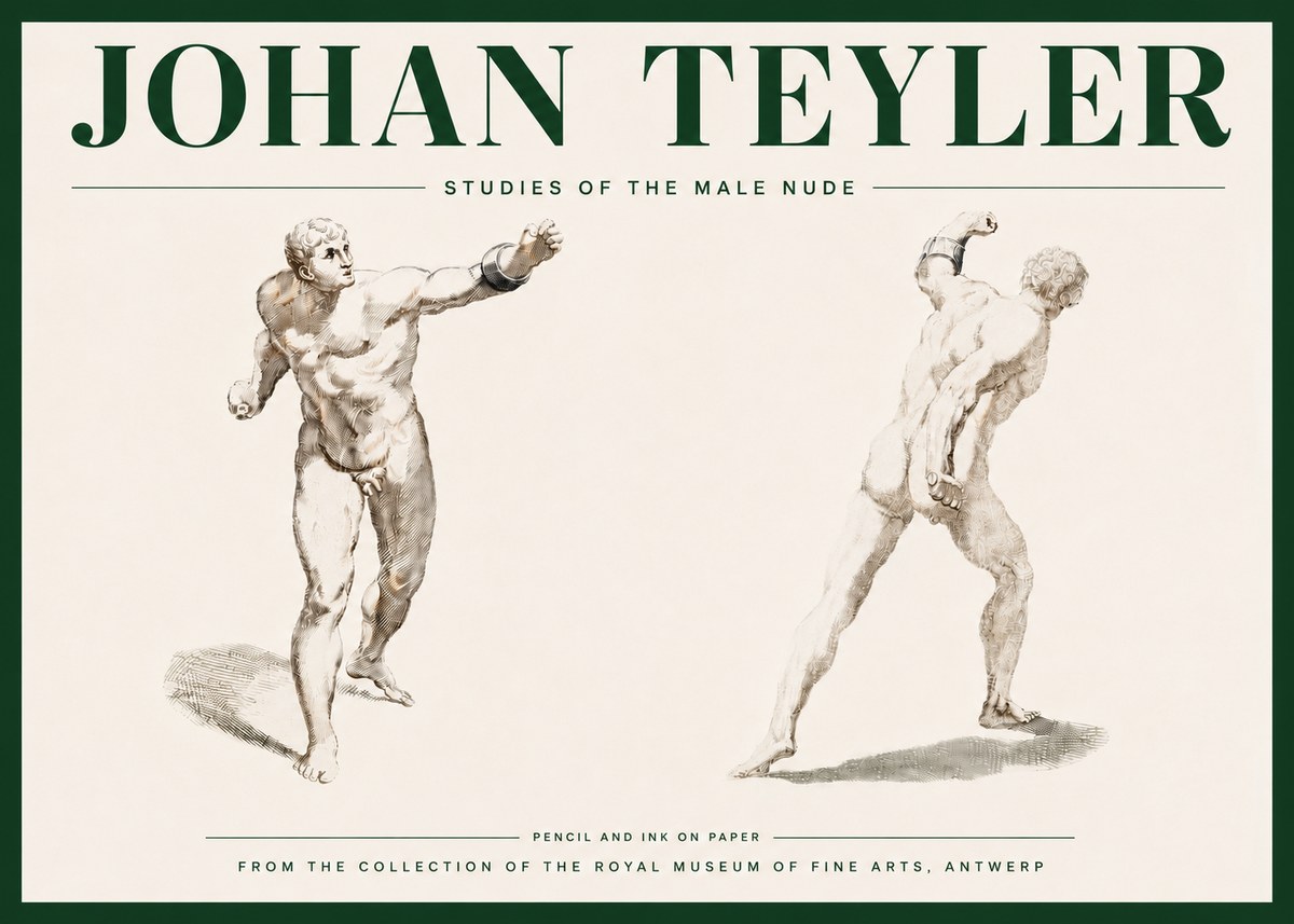 Johan Teyler Studies of the Male Nude No4 - Affiche