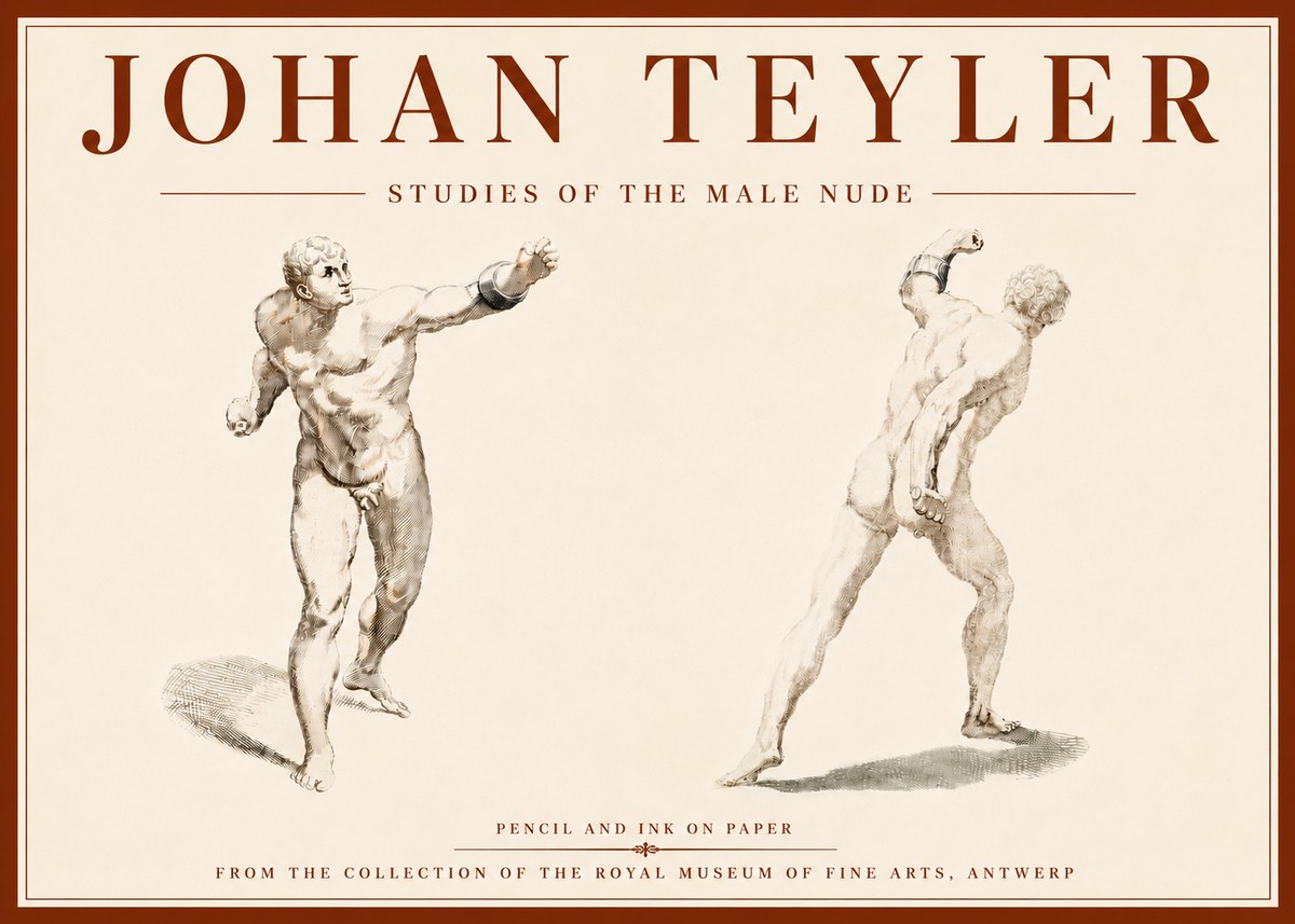 Johan Teyler Studies of the Male Nude No6 - Affiche