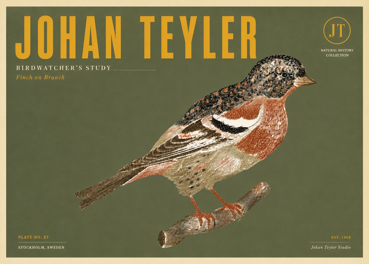 Johan Teyler Finch on Branch No5 - Affiche