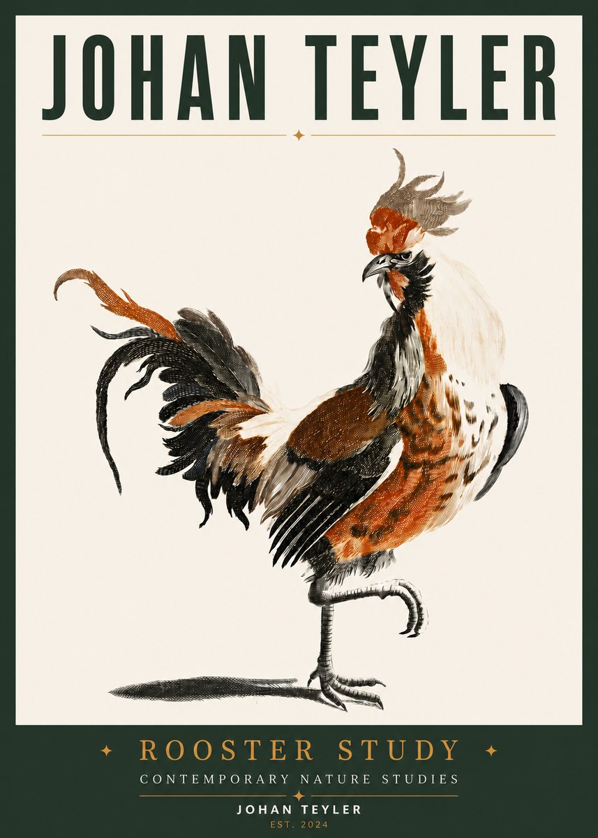 Johan Teyler Rooster Study No3 - Affiche