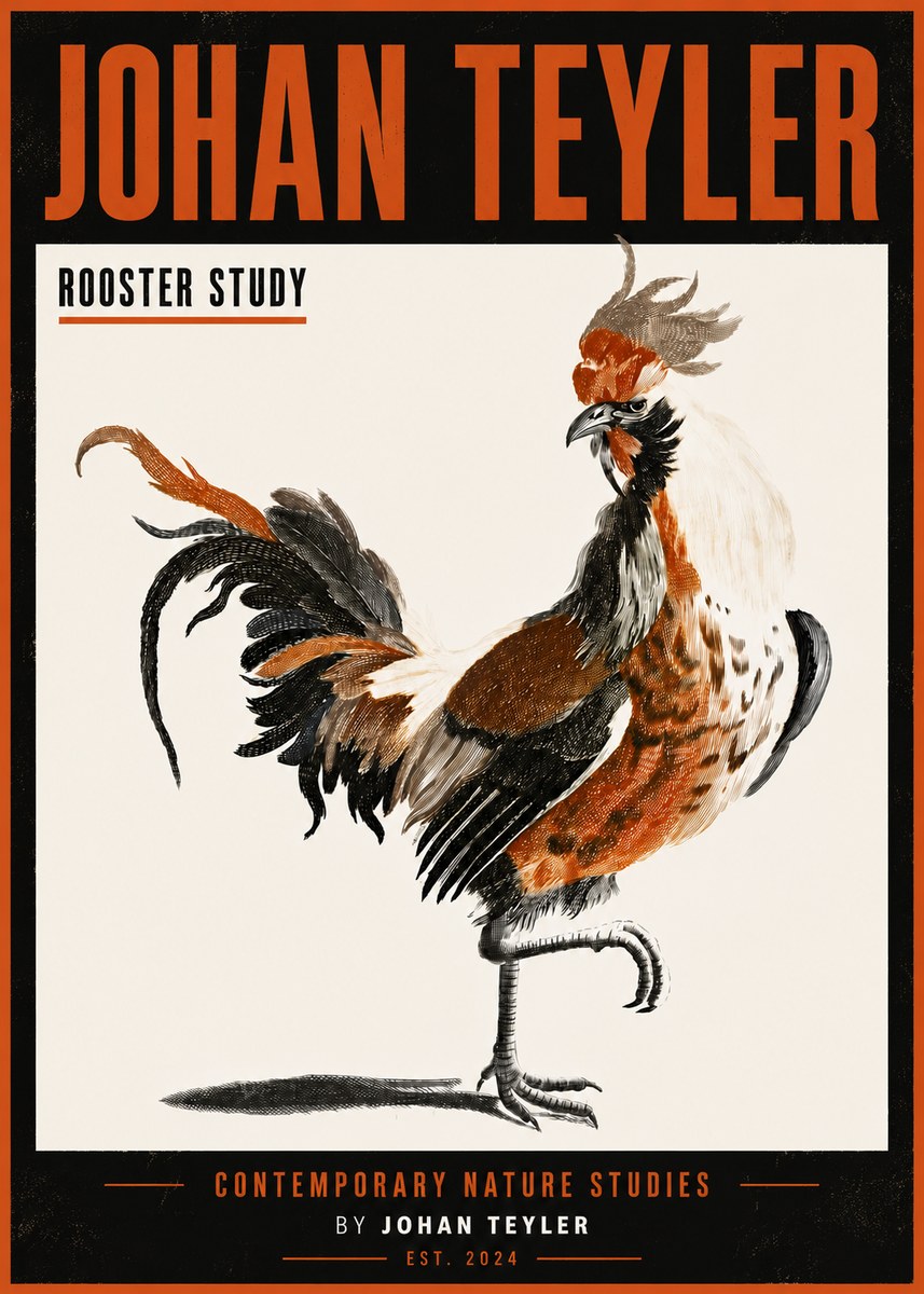 Johan Teyler Rooster Study No6 - Affiche