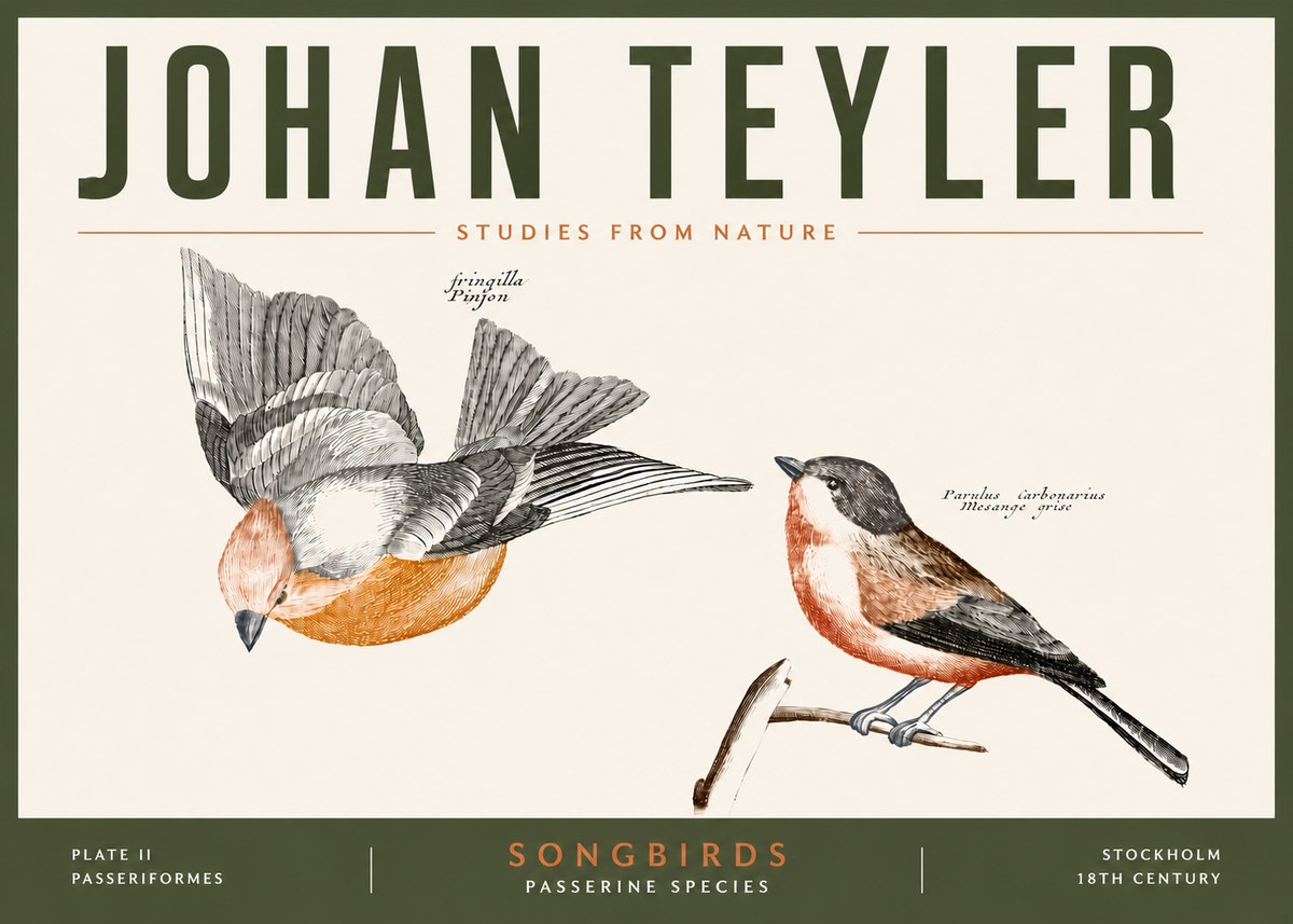 Johan Teyler Songbirds - Plate Ii No5 - Affiche