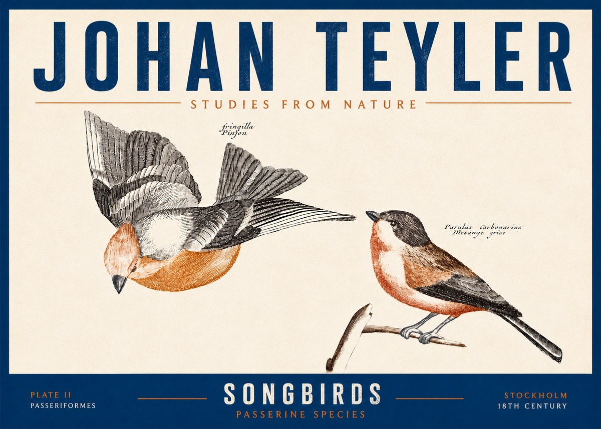 Johan Teyler Songbirds - Plate Ii No6 - Affiche