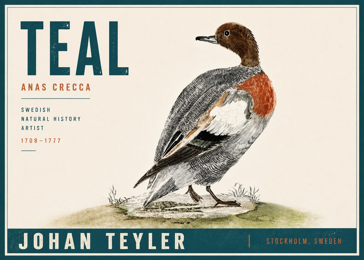 Johan Teyler Teal No5 - Affiche
