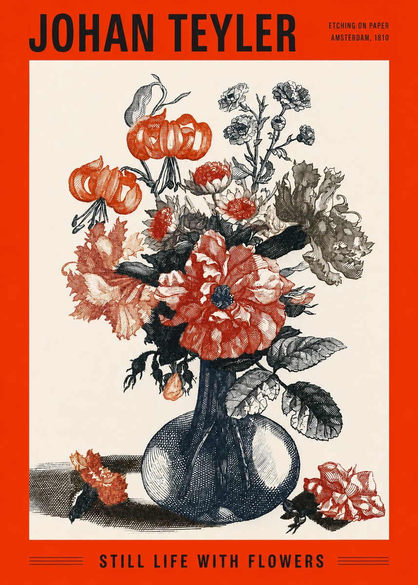 Johan Teyler Still Life with Flowers No2 - Affiche