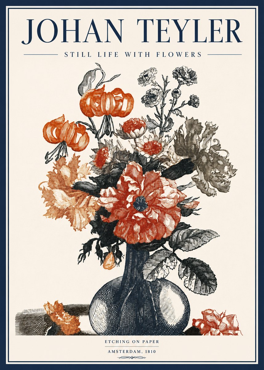 Johan Teyler Still Life with Flowers No3 - Affiche