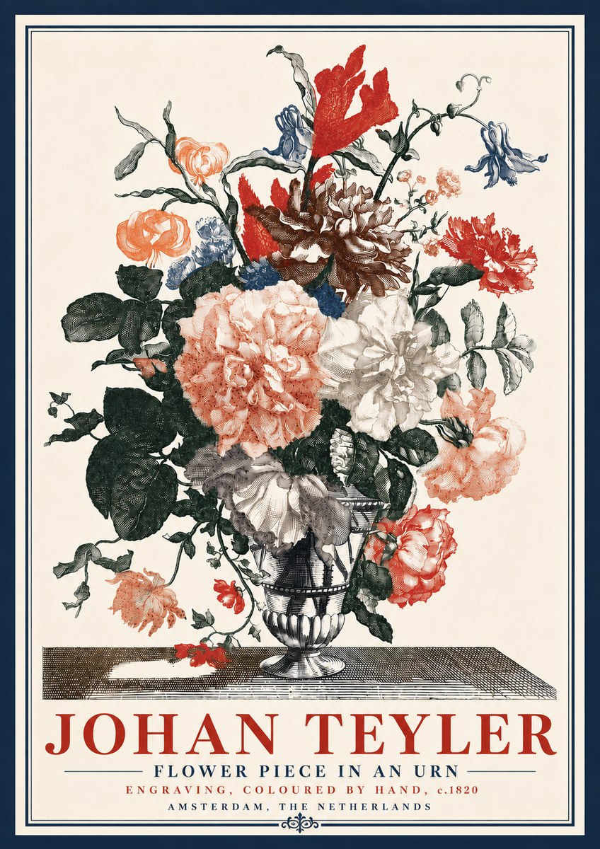 Johan Teyler Flower Piece in an Urn II No6 - Affiche