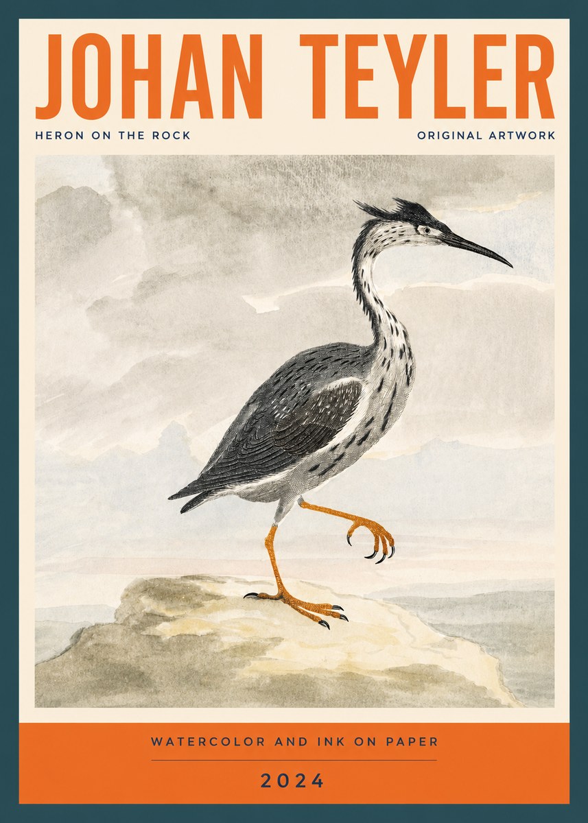 Johan Teyler Heron on the Rock No2 - Affiche