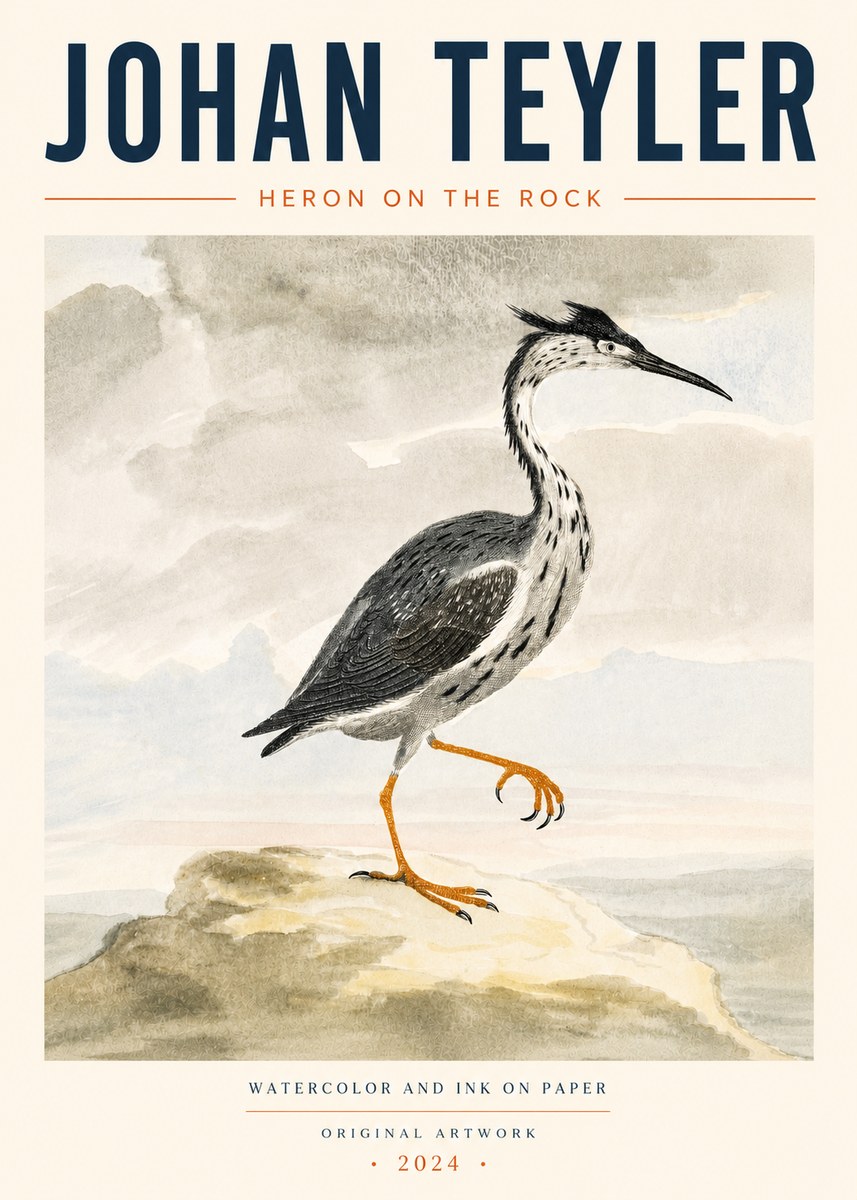 Johan Teyler Heron on the Rock No4 - Affiche