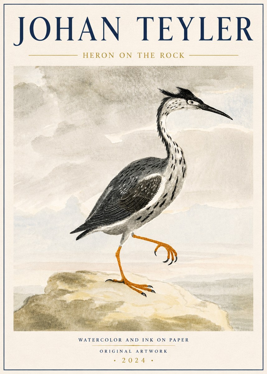 Johan Teyler Heron on the Rock No6 - Affiche