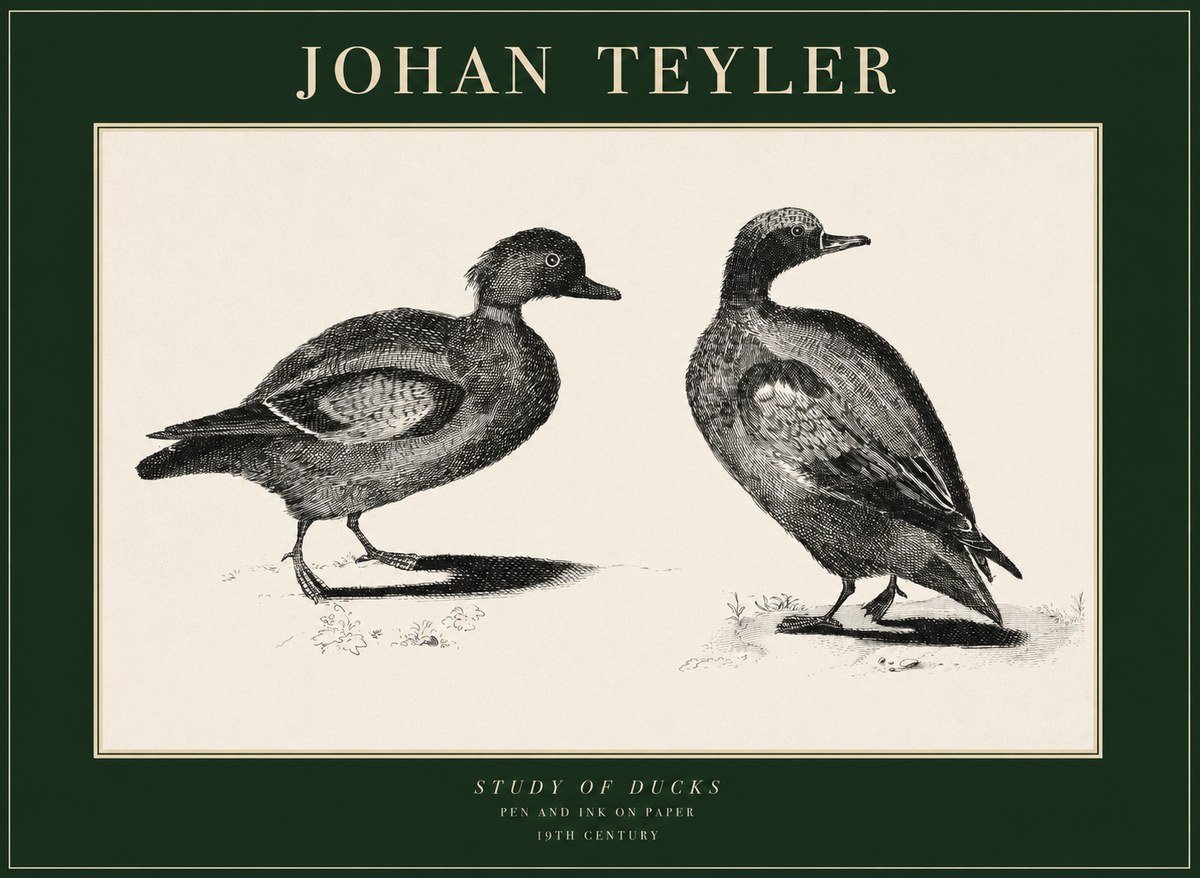Johan Teyler Study of Ducks No1 - Affiche