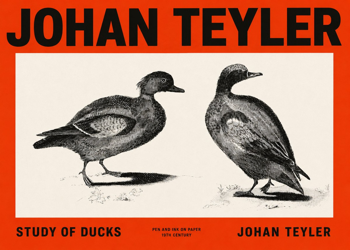 Johan Teyler Study of Ducks No2 - Affiche