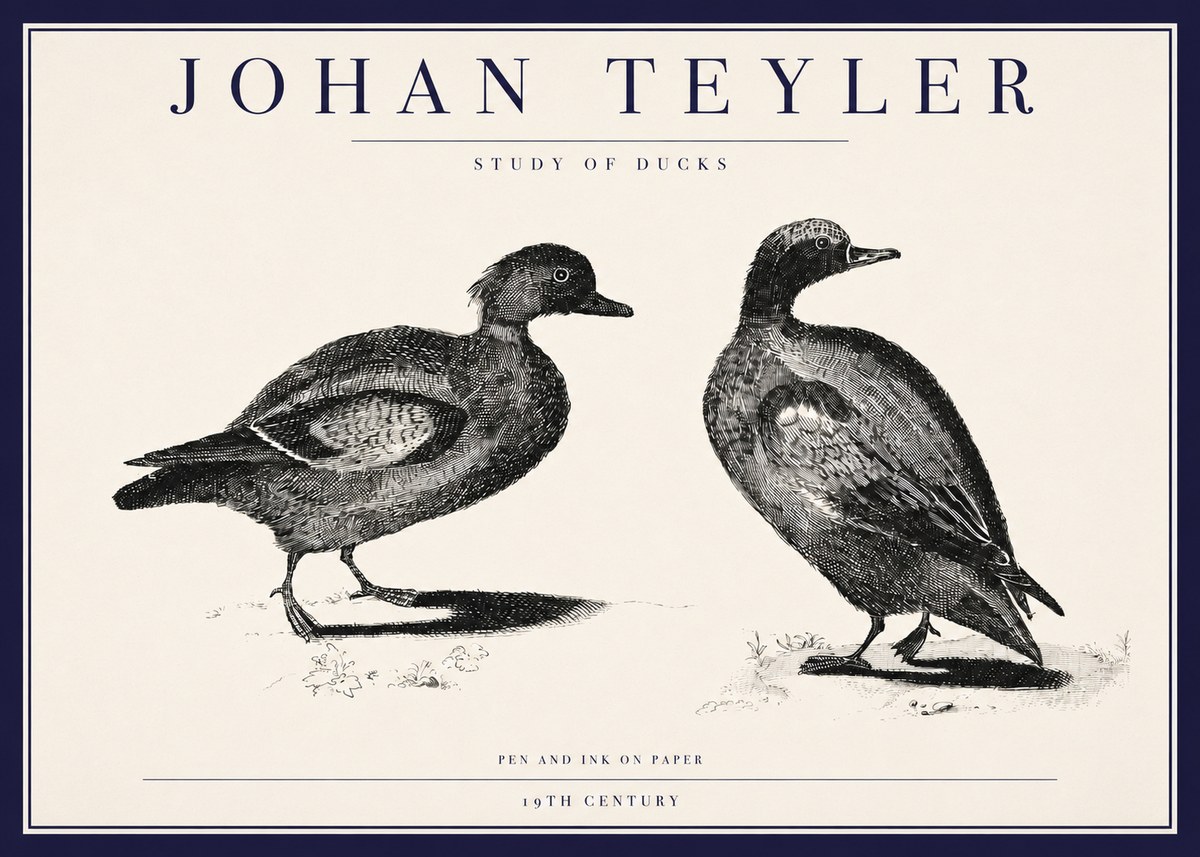 Johan Teyler Study of Ducks No3 - Affiche