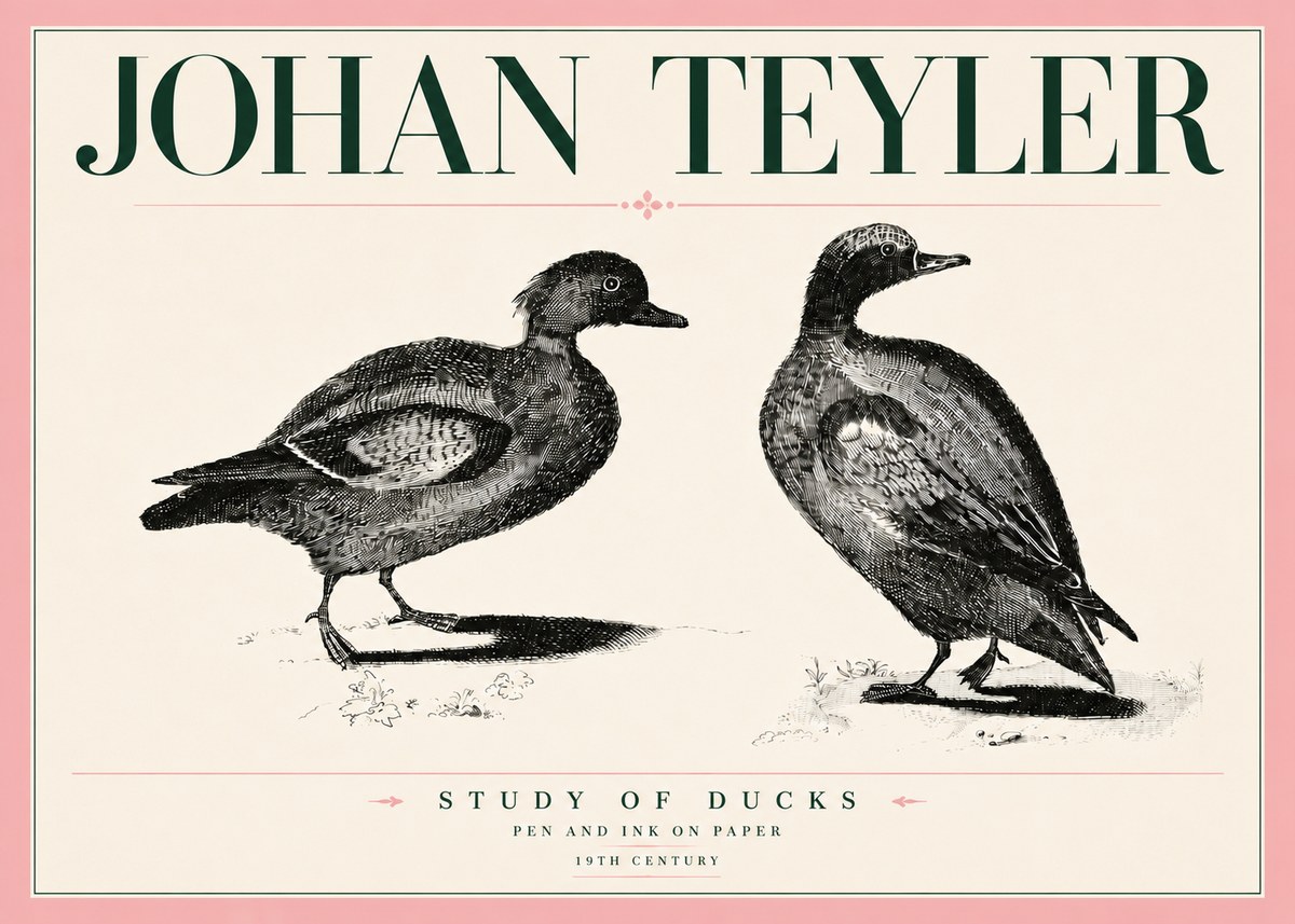 Johan Teyler Study of Ducks No5 - Affiche