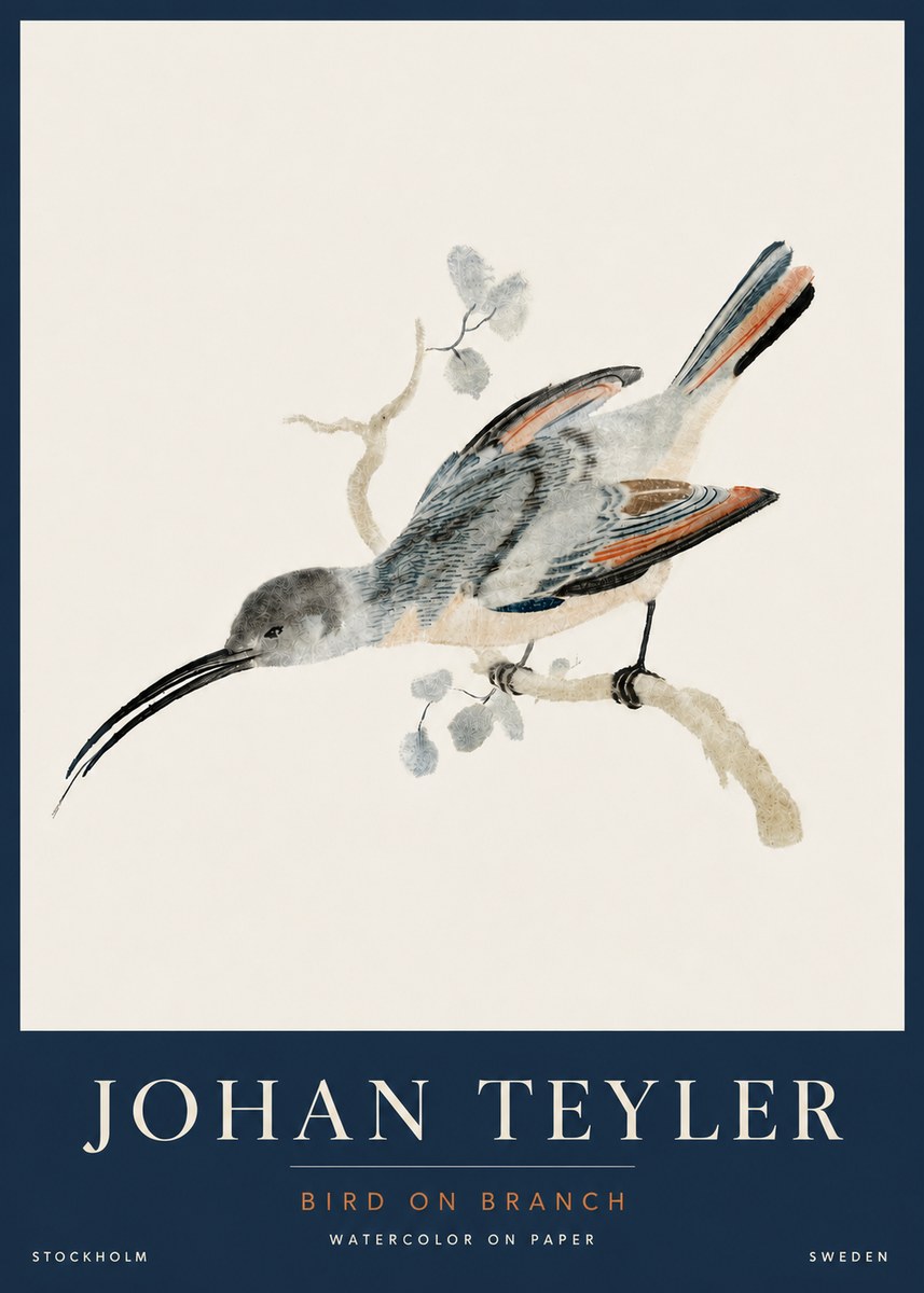 Johan Teyler Bird on Branch I No5 - Affiche
