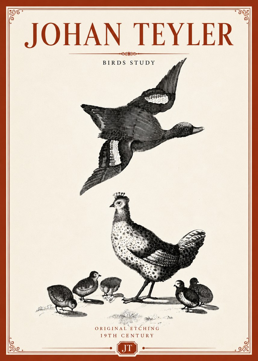 Johan Teyler Birds Study No5 - Affiche