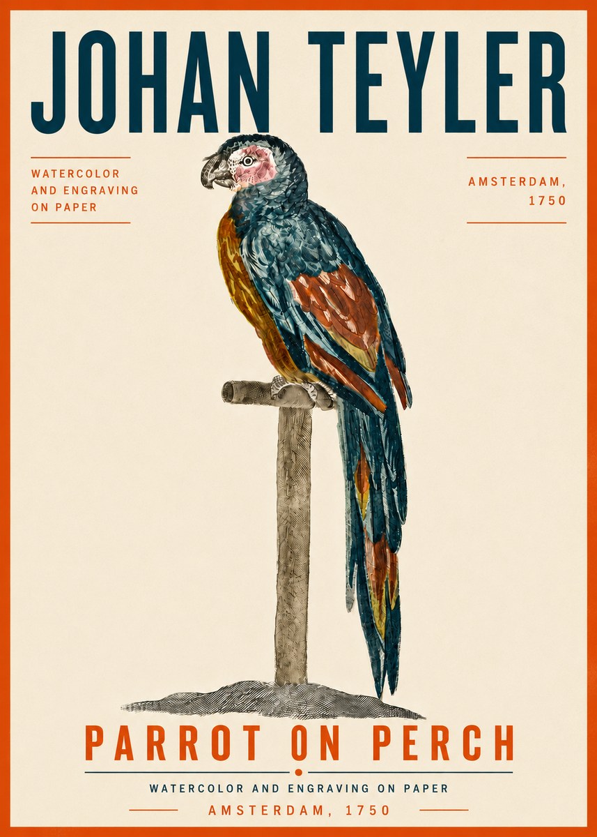 Johan Teyler Parrot on Perch No6 - Affiche