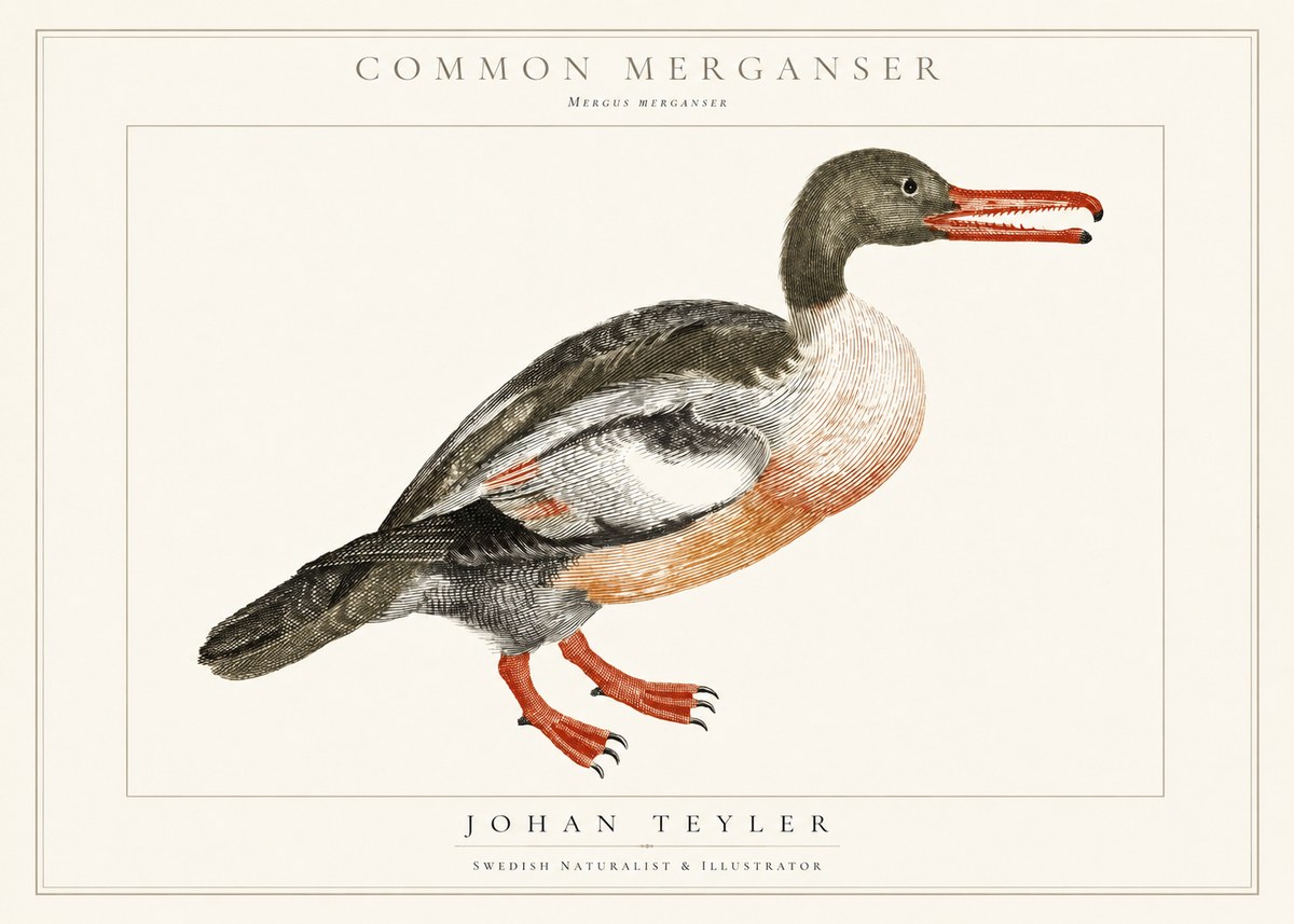 Johan Teyler Common Merganser No1 - Affiche