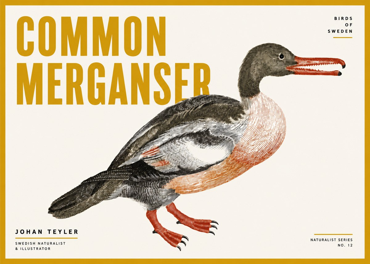Johan Teyler Common Merganser No4 - Affiche