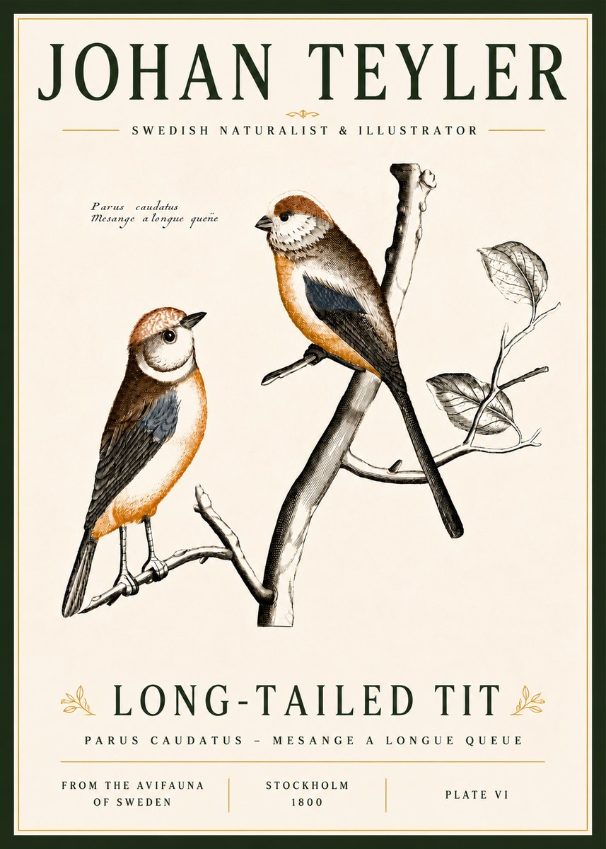 Johan Teyler Long-tailed Tit No6 - Affiche