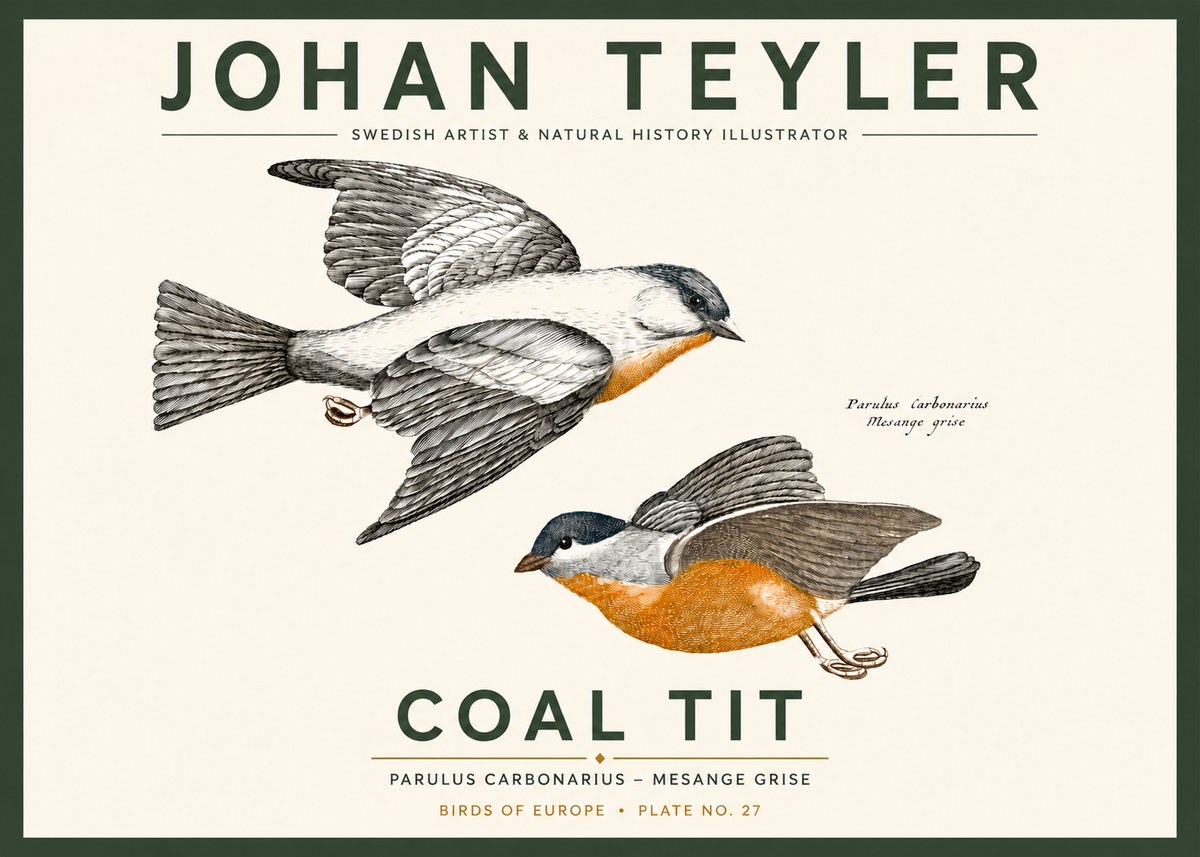 Johan Teyler Coal Tit No3 - Affiche