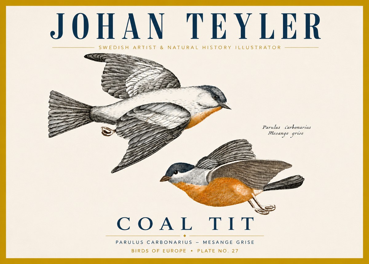 Johan Teyler Coal Tit No4 - Affiche