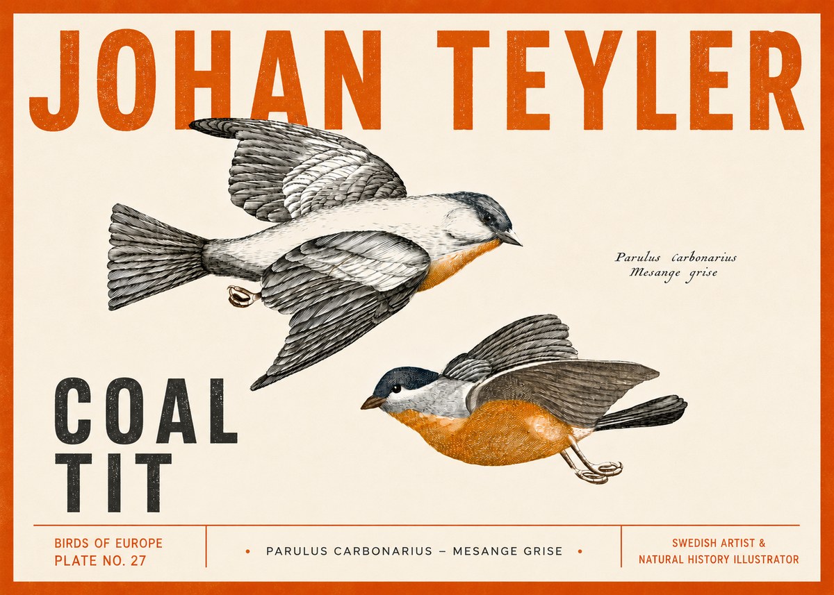 Johan Teyler Coal Tit No5 - Affiche