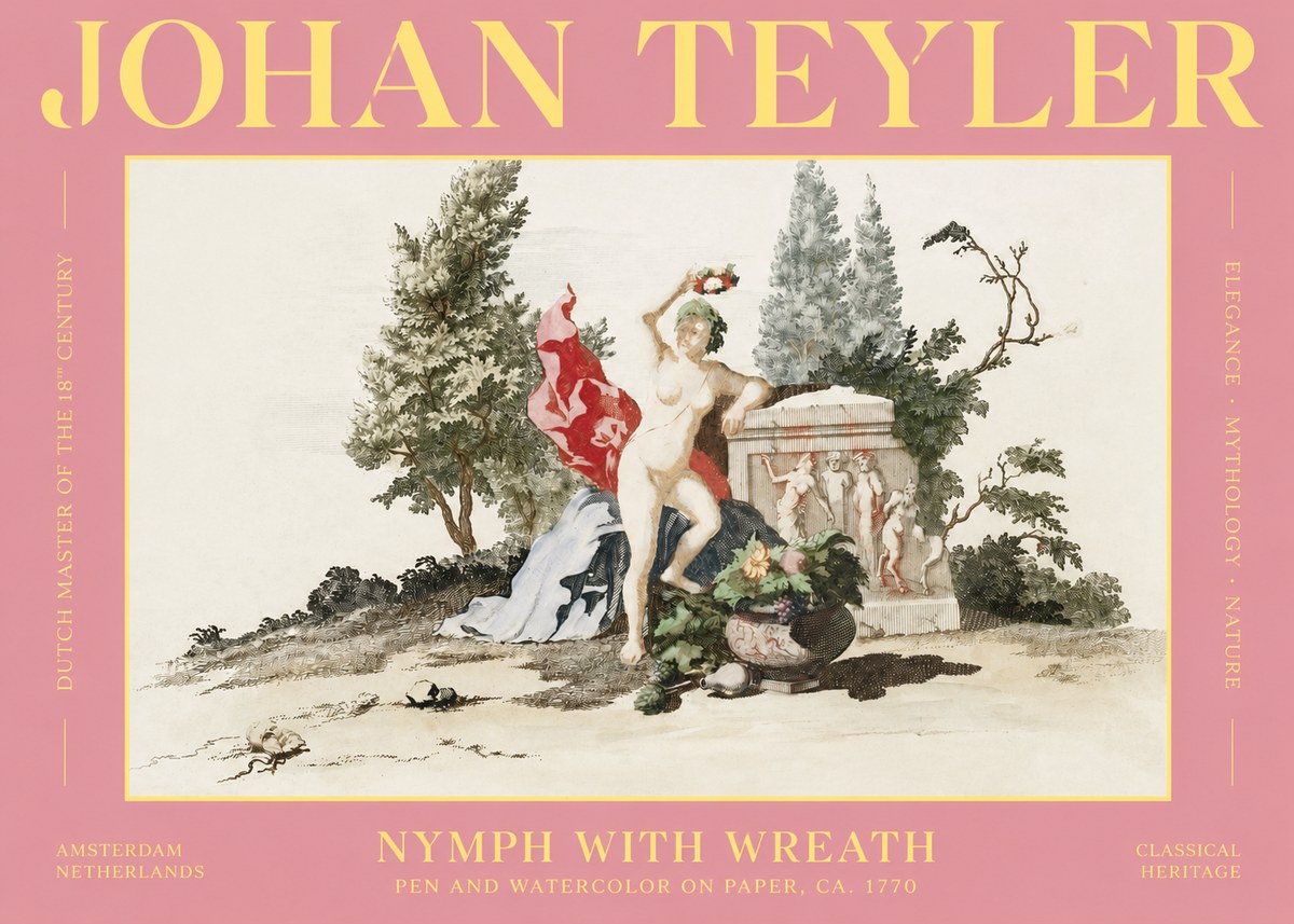 Johan Teyler Nymph with Wreath No2 - Affiche