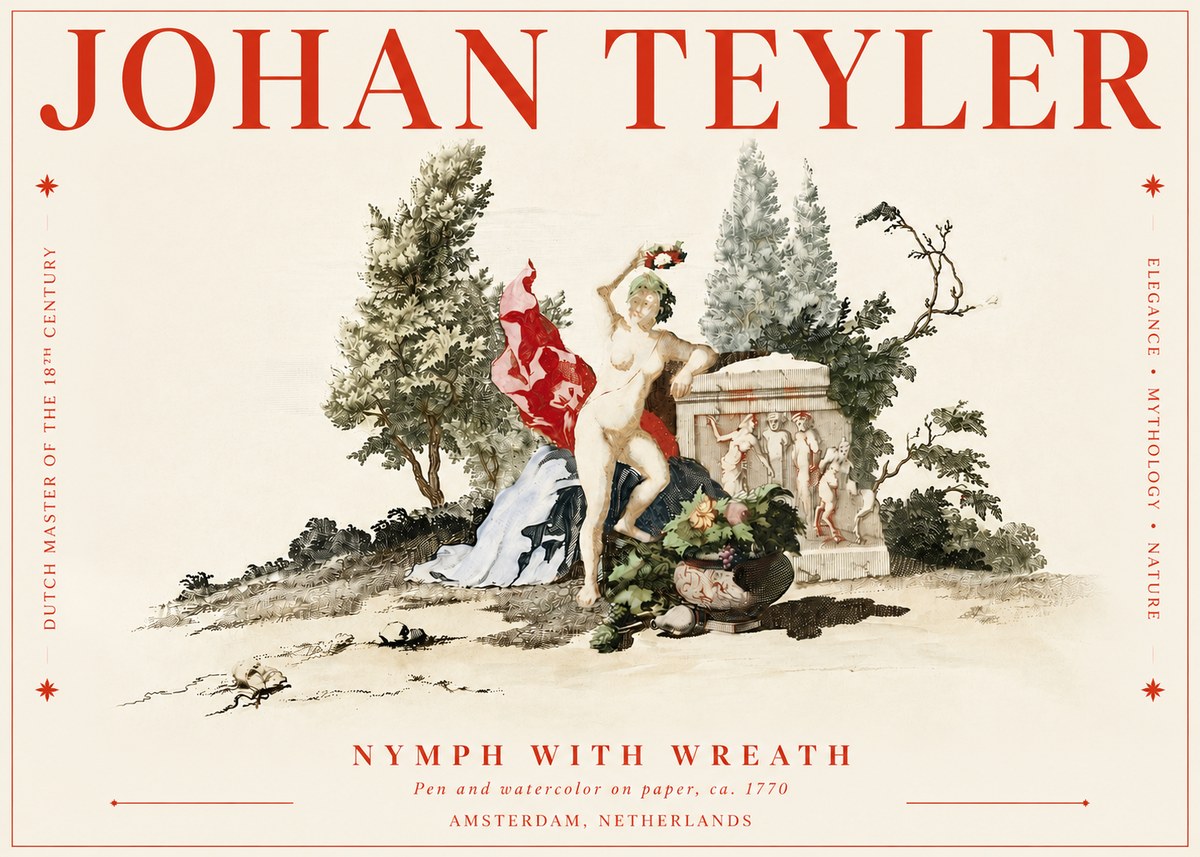 Johan Teyler Nymph with Wreath No4 - Affiche